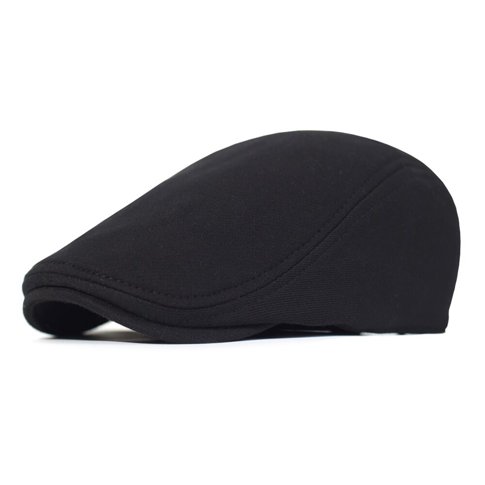Cotton Newsboy Caps Men Women Hat Soft Casual Beret Solid Unisex Retro Hat Driver Flat Cap The waiter Cap: black