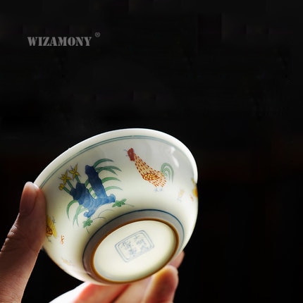 WIZAMONY-taza de Pollo de la Dynasty Ming China, tazón de porcelana Gaiwan ChinaTeacups, tetera de celadón, 1 ud.