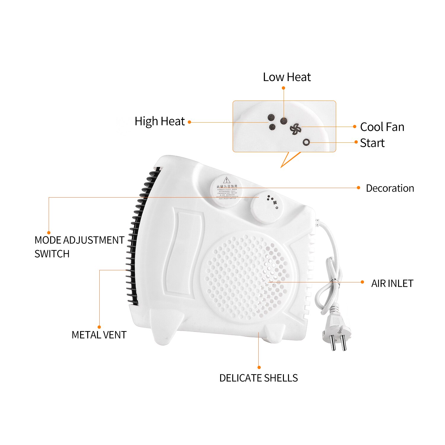 220V 1500W Heater Warm Fan Heater Blower Room Fan Electric Handy Air Heater Radiator Mini Electric aquecedor Home Heating Office