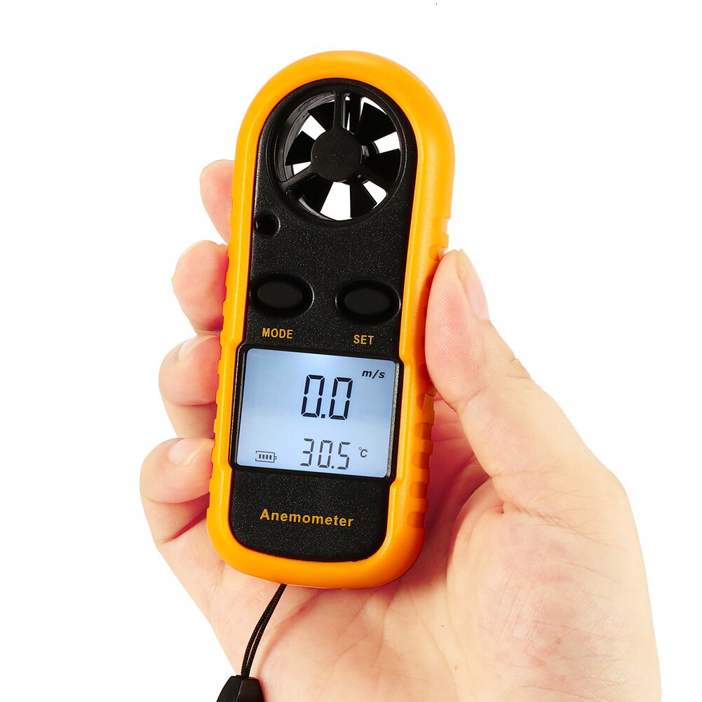 Draagbare Mini Digitale Anemometer Anemometro Thermometer Wind Gauge Meter Windmeter Lcd-scherm Handheld Meetinstrument