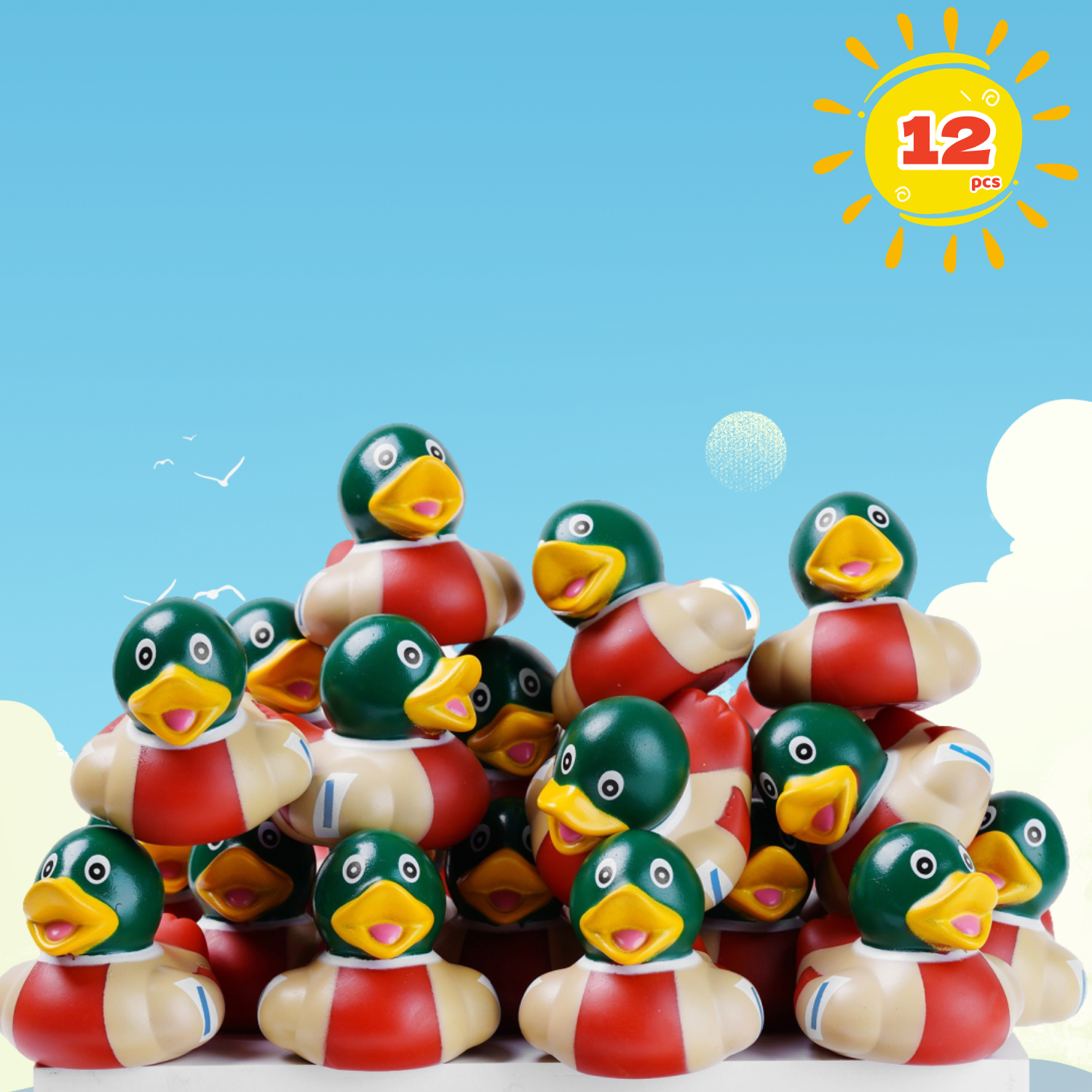 12pçs patos de borracha para banheira, brinquedos para piscina, patos mallard/patos patrióticos/pato de formatura/patos piratas/pato de borracha estilo mix, presentes fofos: Verde