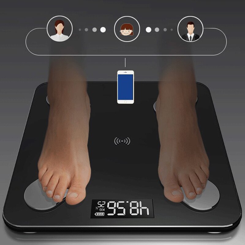 Bluetooth Smart Electronic Bathroom Scale Digital Display USB Charging Body Fat Scales TB