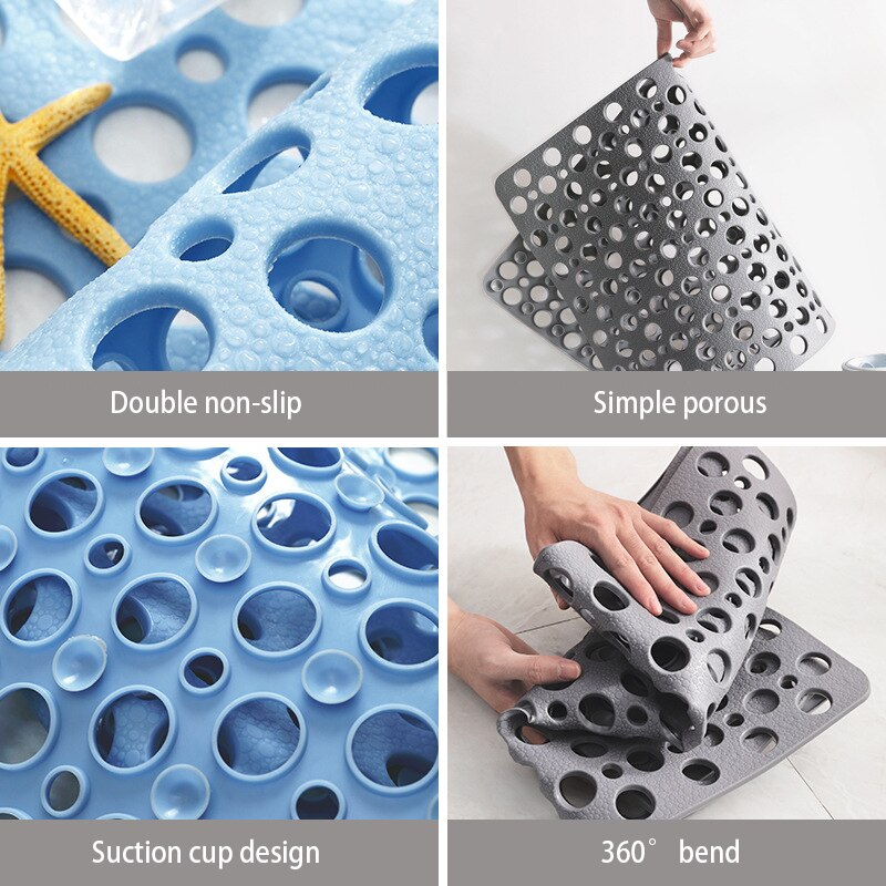 Shower Bath Mat Non-slip TPE Bathtub Foot Pad Hollow Hydrophobic Thicken Tasteless Shower Room Rug Environmental Bathroom Mats
