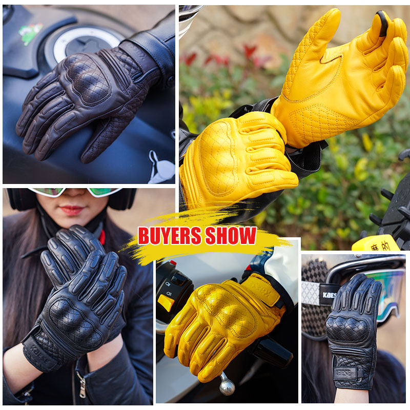 Retro Motorcycle Gloves Touchscreen Motorcyclist Gloves Full Finger Breathable Non-slip Motocross Riding Gloves