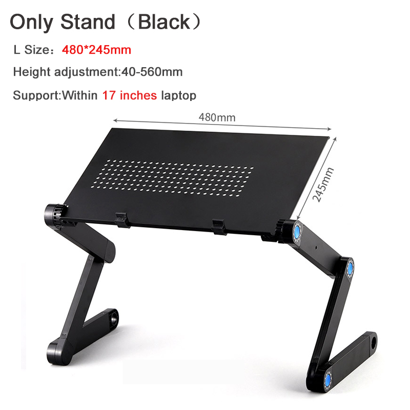 Adjustable Laptop Stand For Bed Aluminum Adapdesk Standing Desk Support Notebook Stand Base Laptop Holder With Mouse Pad Table: stand black L