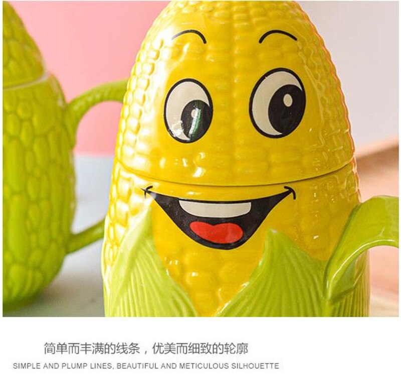 Milk Coffee Cup Ceramic Mug Cartoon Corn Bitter Gourd Shape Couple Mugs Office Water Cups