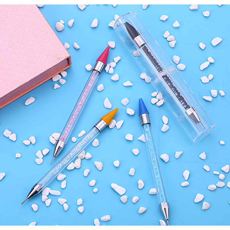 Stylo de cire acrylique à double extrémité pour pointillage des ongles, outil de manucure pour Nail Art, strass, 1 pièce