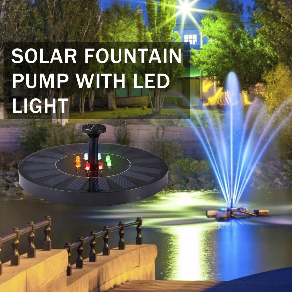 Solar Fountain Pump With Led Light Pool Pond Floating Water Fountain Garden Bird Bath Landscape Decor Fountain 10v
