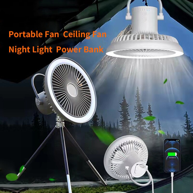 XIAOMI – ventilateur de plafond multifonction, rechargeable par USB, avec trépied, refroidissement de l'air, avec veilleuse, pour Camping en plein Air