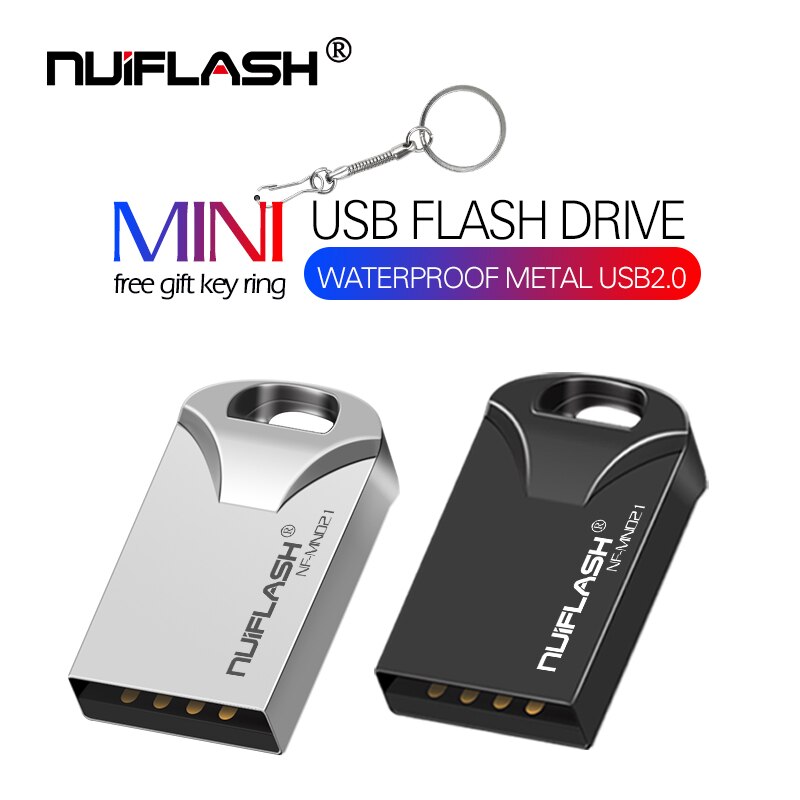 Nuovo nuiflash del metallo mini usb flash drive 64GB 32GB 16GB 8GB 4GB Pen Drive portatile 128GB usb 2.0 del usb del bastone di Memoria flash disk