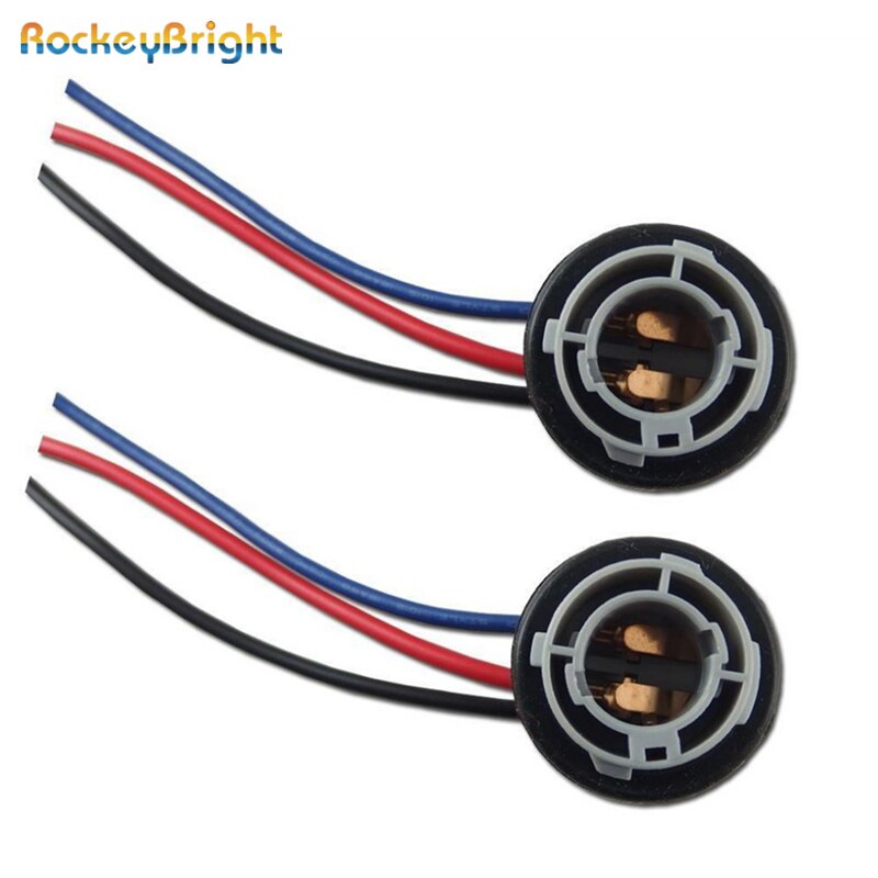 Rockeybright 2pc auto BAY15D 1157 LED remlicht lamp socket BA15S 1156 adapter harness plug connector 1156 1157 Bedrading socket