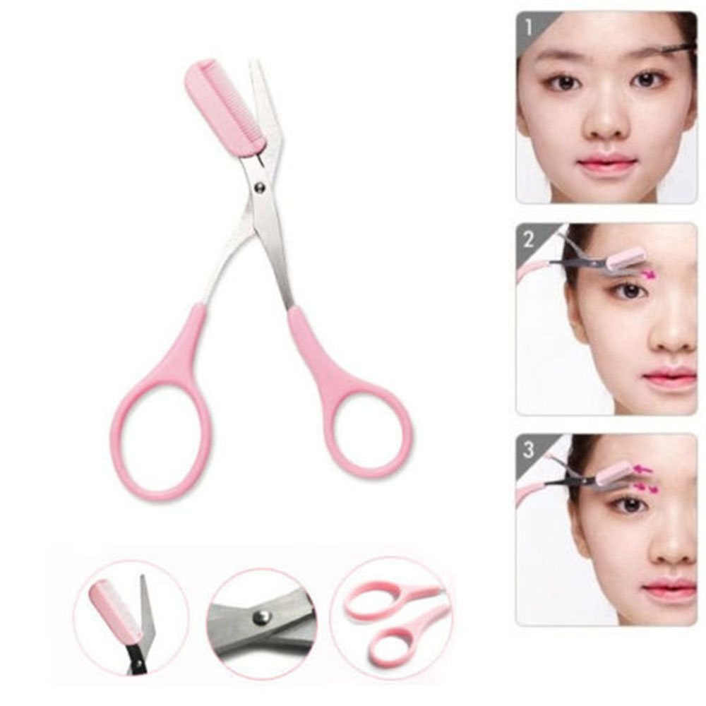 Outil de maquillage, coupe-cheveux ciseaux à cils, pour femmes et filles, rasoir de sourcils peigne