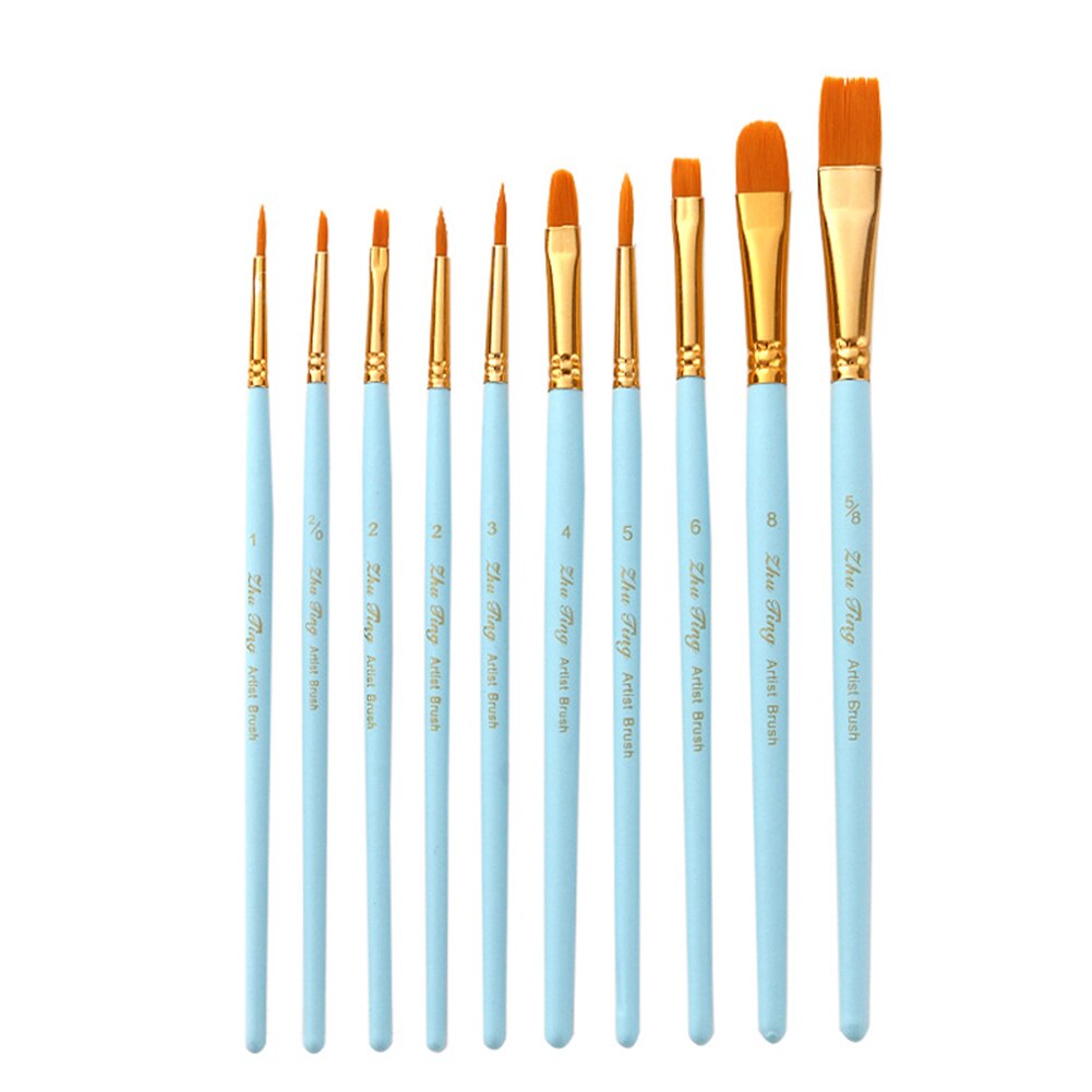 Ensemble de pinceaux de peinture couleur bonbon, 10 pièces, pinceaux d'art pour aquarelle à l'huile acrylique, Kits de peinture professionnels pour artiste, fournitures d'art: Bleu