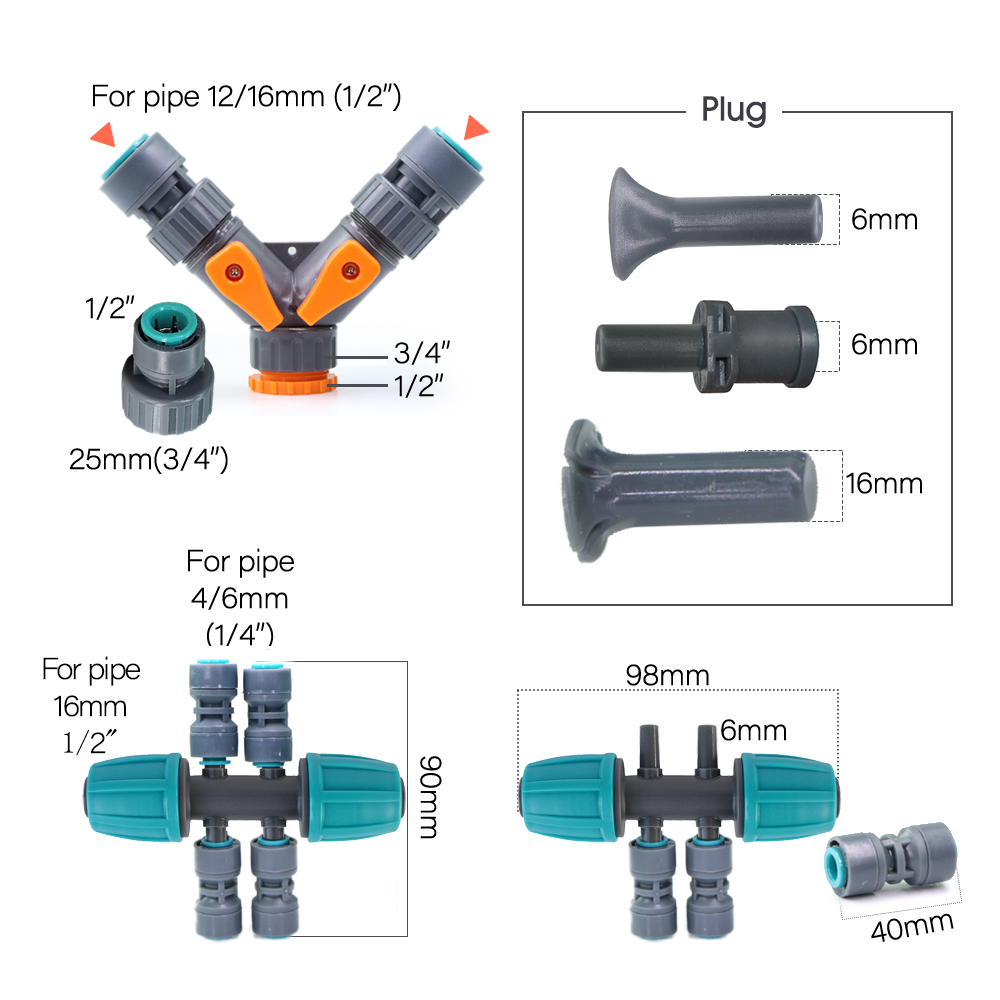 10-60M 13cm Sprinkler Garden Watering Kit 1/2" 1/4" PE Hose Drip Irrigation System 20/40/80/120Dropper Automatic Watering Plants