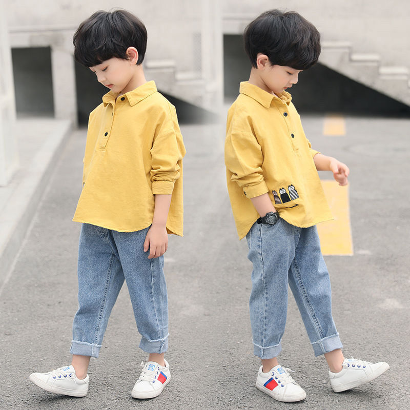 Trajes de primavera y otoño para niños, camisas de dos piezas de estilo exterior + pantalón, ropa informal para niños de 4 a 6, 8, 9, 10 y 12 años: 1 / 5 años