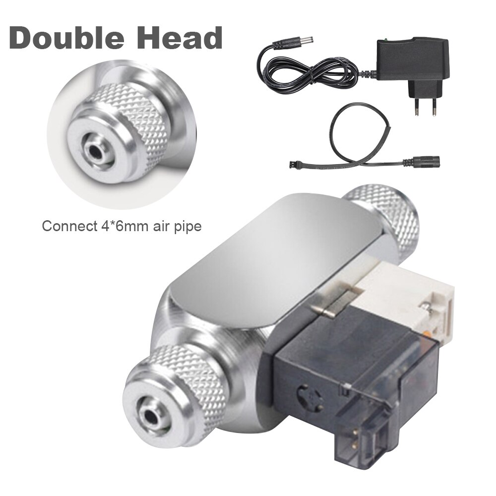 Aquarium CO2 Magneetventiel Dc 12V Output Elektrische Magnetische Valve Voor Aquarium Aquarium Accessoires Dubbele Hoofd CO2 Solenoid: double head EU plug