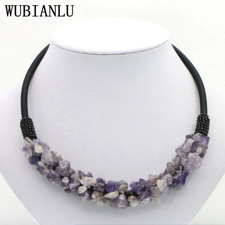 WUBIANLU 13 Styles Natural Spar Coral Tourmaline Lapis Lazuli Agates Aventurine Chokers Necklaces For Women Costume Jewelry