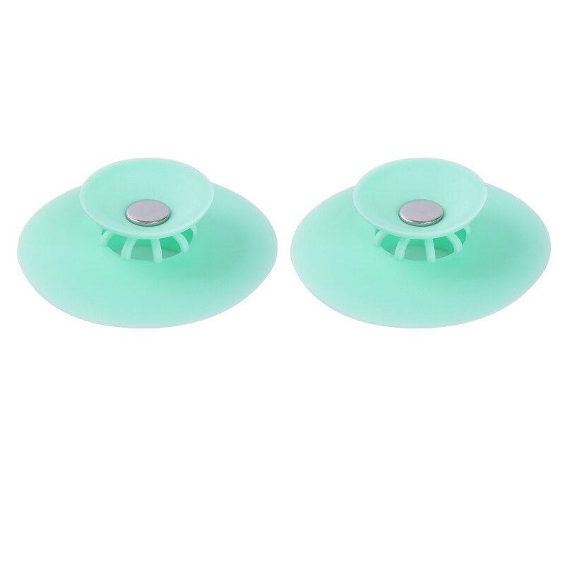 Silicone Floor Drain Hair Stopper Bathtub Plug Bathroom Kitchen Basin Stopper Sink Strainer Basin Water Stopper: 2 pcs Green