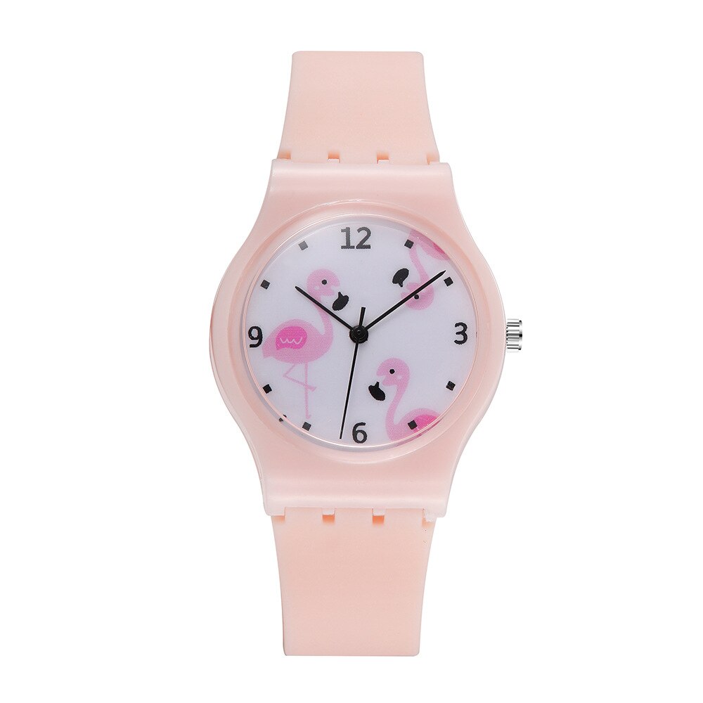 Reloj de flamenco para niños y niñas, cronógrafo de cuarzo, con correa de silicona, juguete Infantil, ,: Rosa