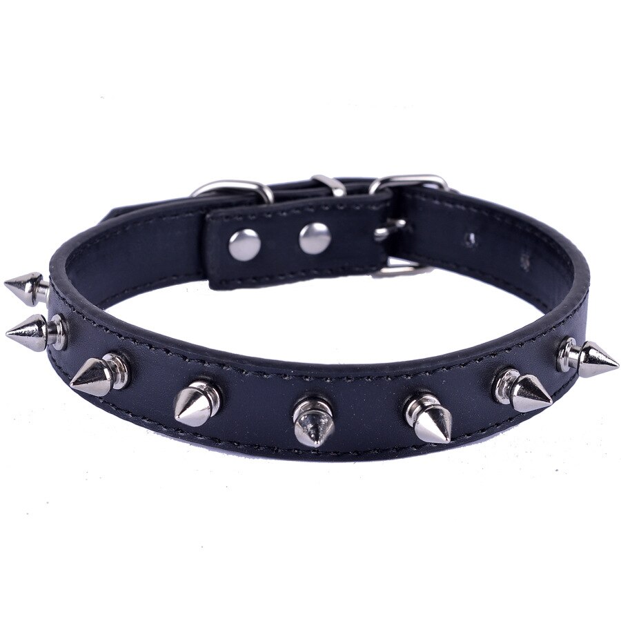 Punk spike pet collar PU leather studded dog leash rope leash pet supplies dog accessories dog collar pitbull german shepherd: Black / 40x2.0cm