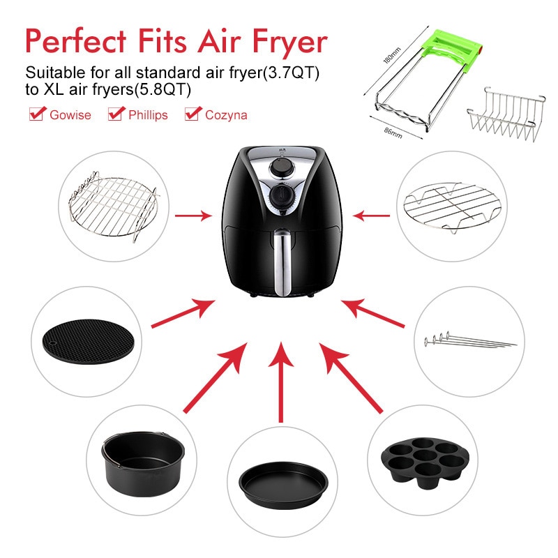 Friteuse à Air 7 pouces de , accessoires pour friteuse à Air Gowise Phillips Cozyna et sécurise, adaptés à tous les modèles 3.7 4.2 5.3 5.8QT