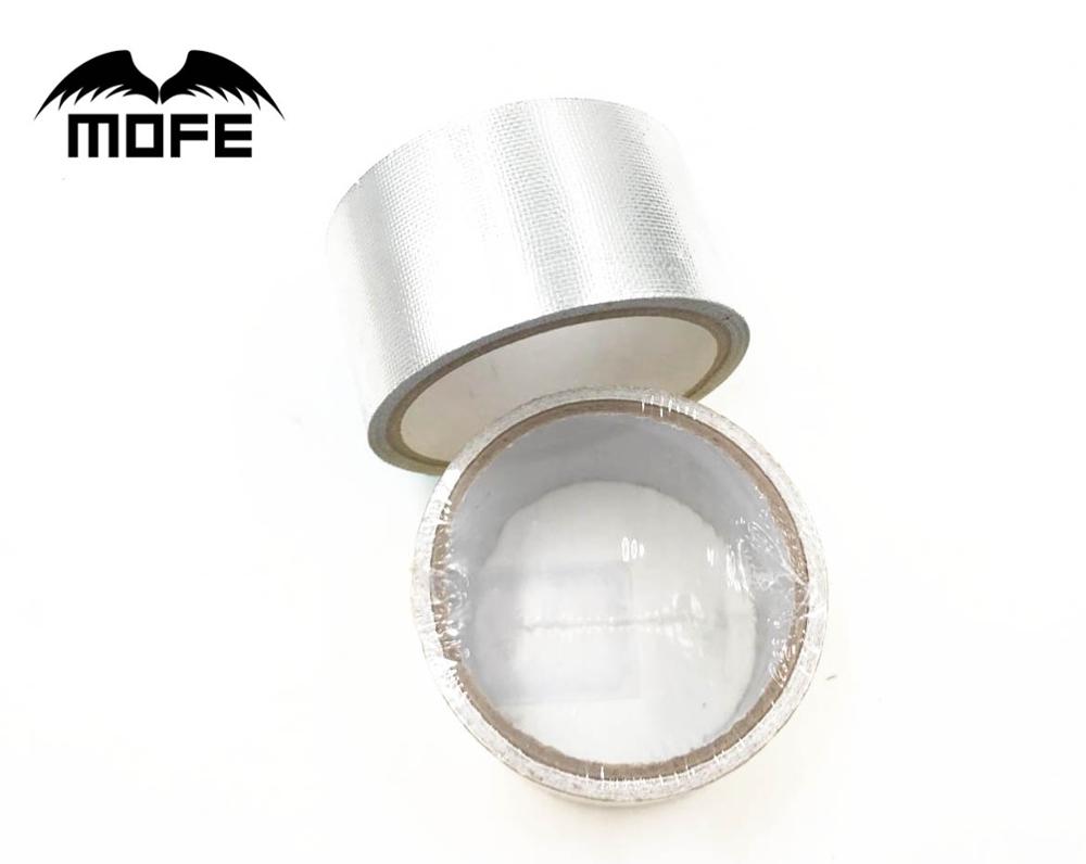 MOFE 2 "x 5 meter Zelfklevende Warmte Reflecterende Tape Auto Vrachtwagen Motorfiets Glasvezel Hitteschilden Weerspiegelen Lijm wrap Barrière: Zilver