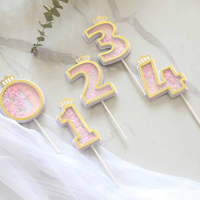 1pcs Number Cake Toppers Baby Shower Birthday Decoration Birthday Party Cake Insert Cake Decoration Wedding Cakes Dessert Decor
