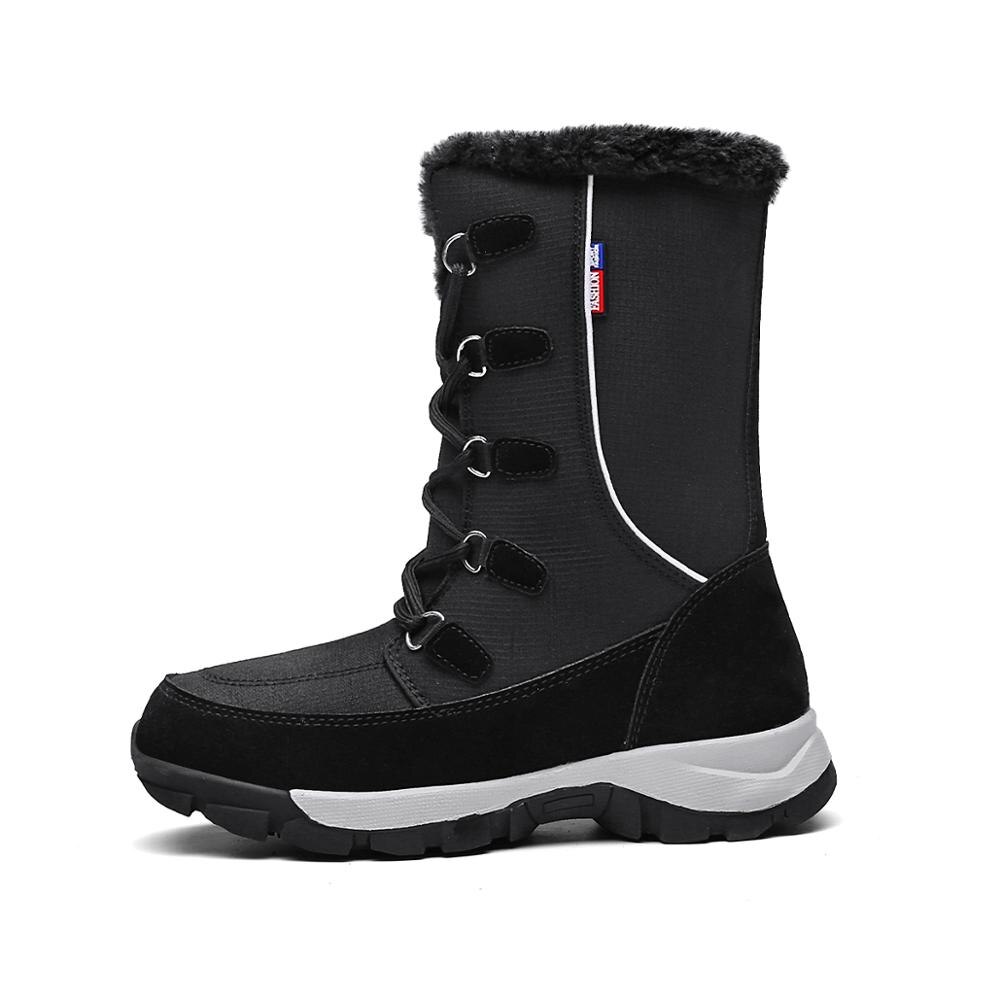 TaoBo Winter Vrouwen Laarzen met Bont Warm Pluche Mid-Kalf snowboots Waterdicht Antislip Size 35- 42 mannen Enkel Botas Mujer Warm Winte: Black / 8