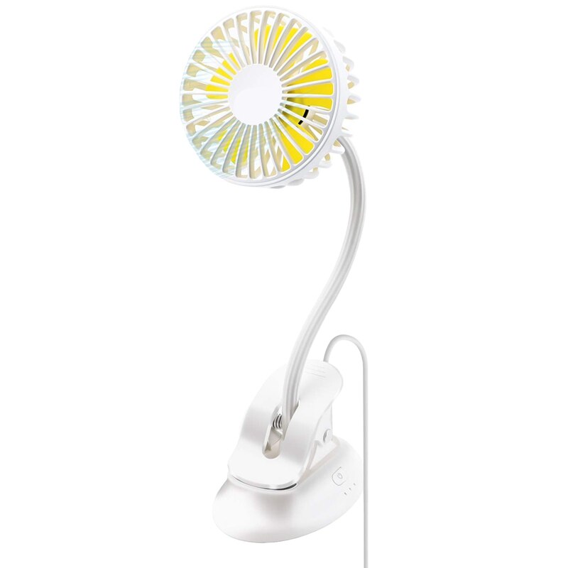 Mini Clip portátil ventilador de cochecito, 3 velocidades ajustes, Flexible Usb recargable con pilas operado silencioso ventilador de escritorio para el hogar,: White