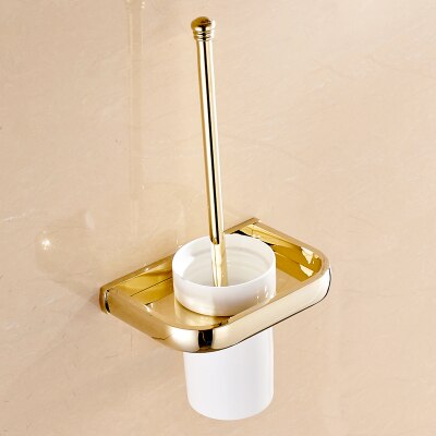 Badkamer Accessoires Set, Gouden Vierkante Papier Houder, Handdoek Bar, Zeep mand, Handdoekenrek, glas Plank Messing badkamer Hardware set: toilet brush holder