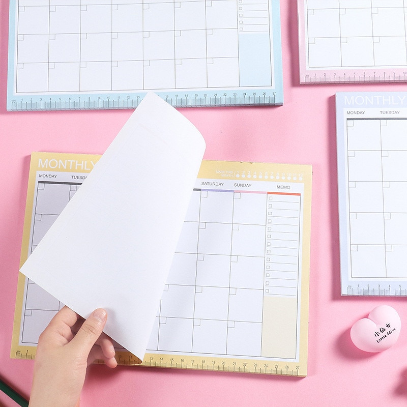 Notesbog kawaii daglig ugentlig månedlig årlig kalender planlægger 2022 2023 dagsorden tidsplan arrangør journal bog skole  a4 planlægger