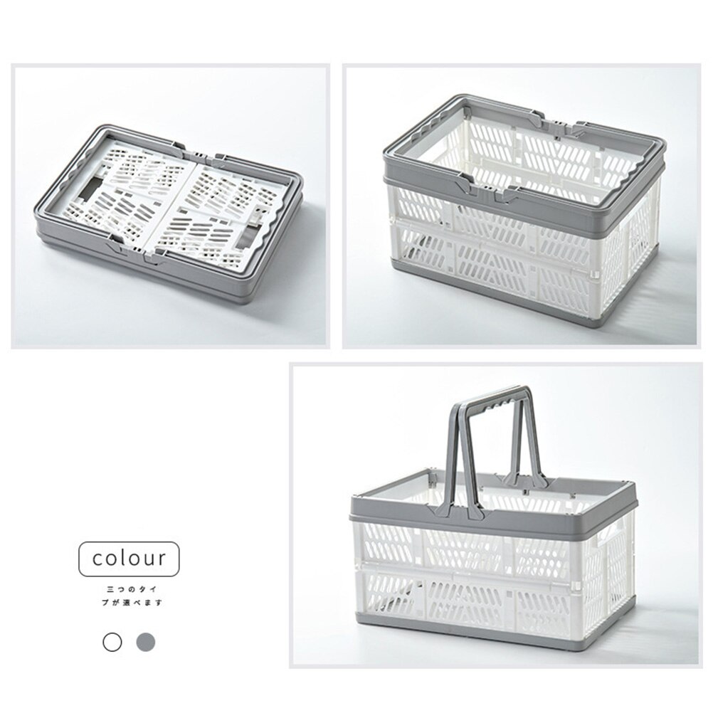 Collapsible Shopping Basket Plastic Folding Stackable Grocery Crates Storage Containers with Handles for Outdoor Travel Picnic