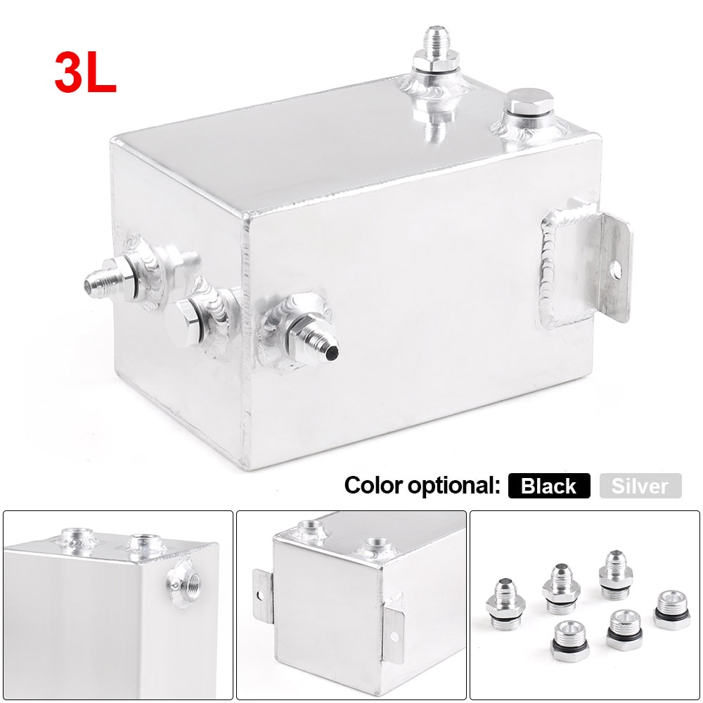 Racing 3L Car Fuel Surge Tank Aluminum 3 Litre Swirl Pot System Universal Fuel Tank Black