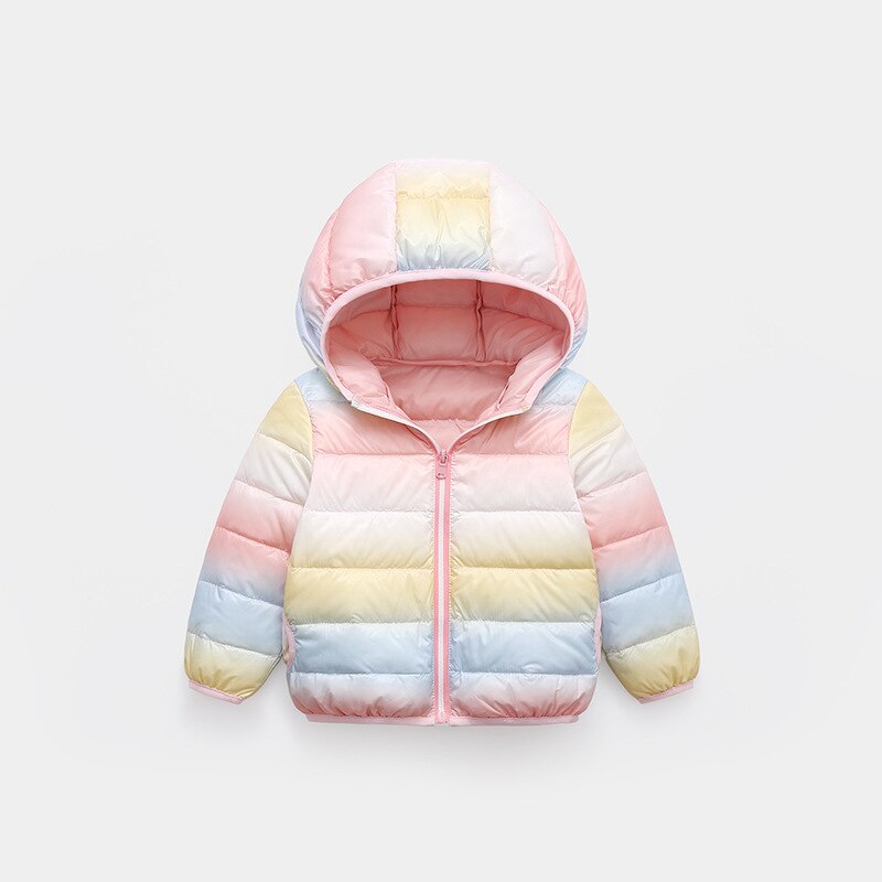 Winter Kinderen Beneden Jassen Katoen Gevoerde Kleding Voor Kinderen Jongens Meisjes Regenboog Jas Thicken Warm Kinderen Uitloper Baby