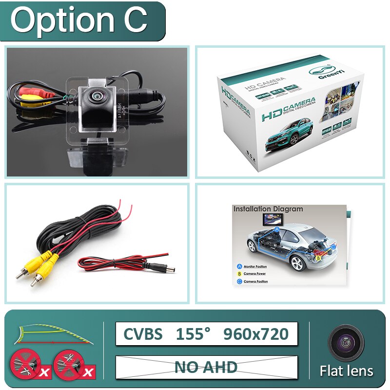 GreenYi HD AHD 1080P 170 Degree Fisheye Lens Vehicle Rear View Camera For Mercedes-Benz GLK Car: C-Dynamic Trajectory