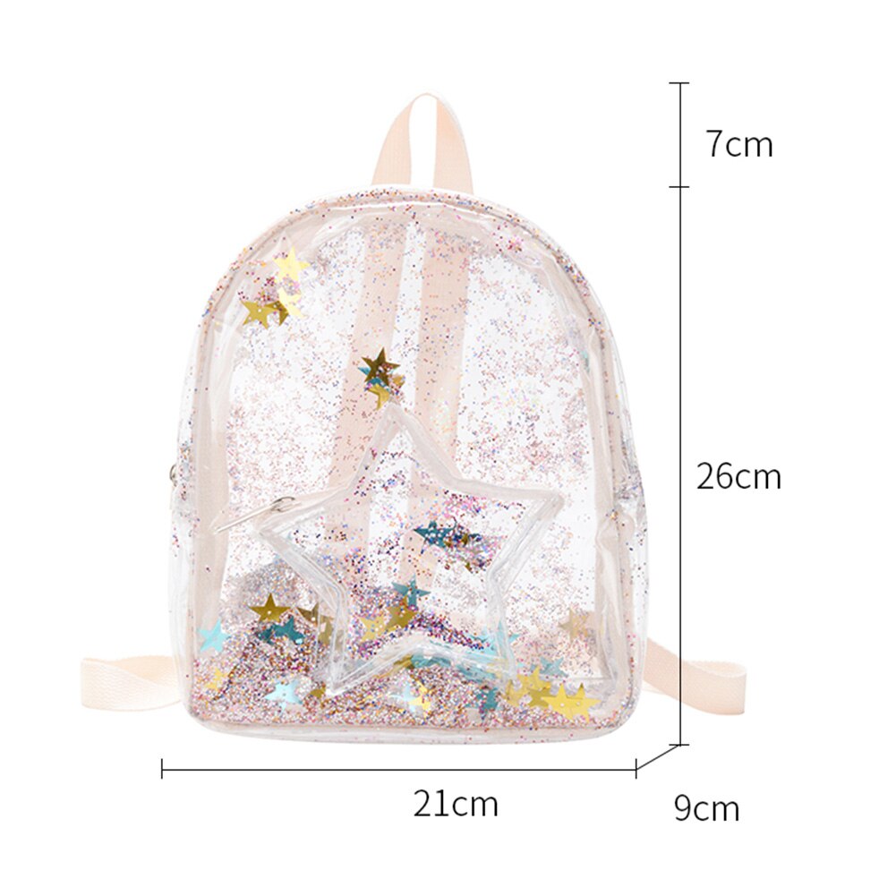 Transparant Pvc Rugzak Kids Glitter Sterren Schouder Schooltassen Reizen Bagpack Dames Kleine Rugzak Reistas