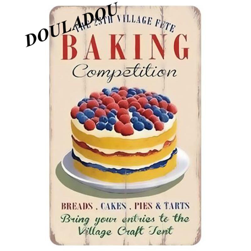 [Douladou] Vintage Pannenkoek Pizza IJS Plaque Tin Teken Cafe Winkel Metalen Teken Poster Bar Club Thuis decoratie 20x30cm