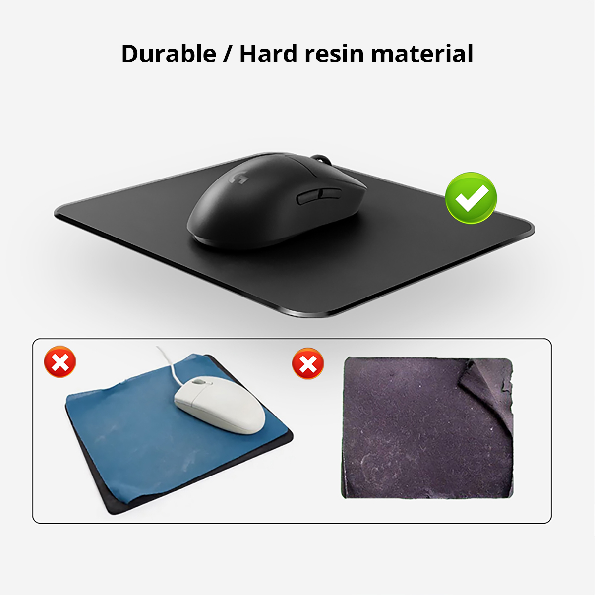 Hard Mouse Pad Small Mouse Pad for Travel Business Black Mousepad for Office Home Bed Sofa