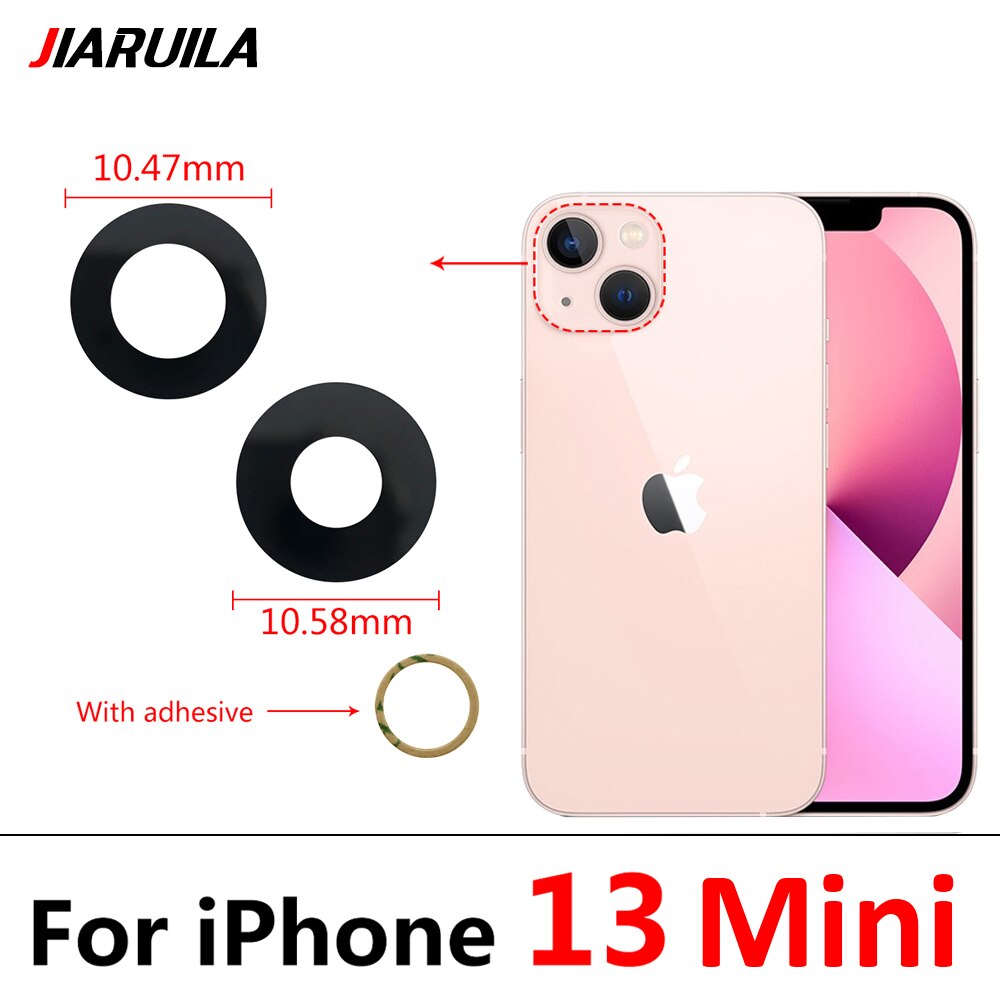 10Pcs/Lot, Camera Glass Lens Back Rear Camera Glass Lens with Glue For IPhone 13 Pro Max Mini Replacement Parts