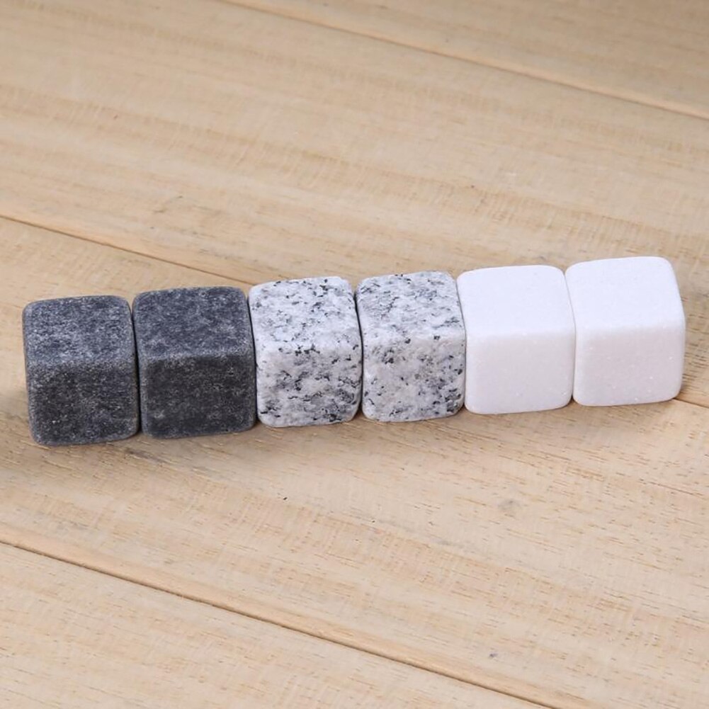 6 Pièces En Marbre Cubes Whisky Boissons Refroidissement Glace Pierre Cocktail Accessoires