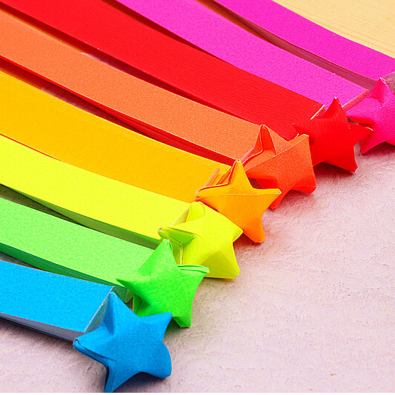 80pcs=1Bag Handcraft Origami Lucky Star Paper Strips Paper Origami Quilling Paper Home wedding Decoration