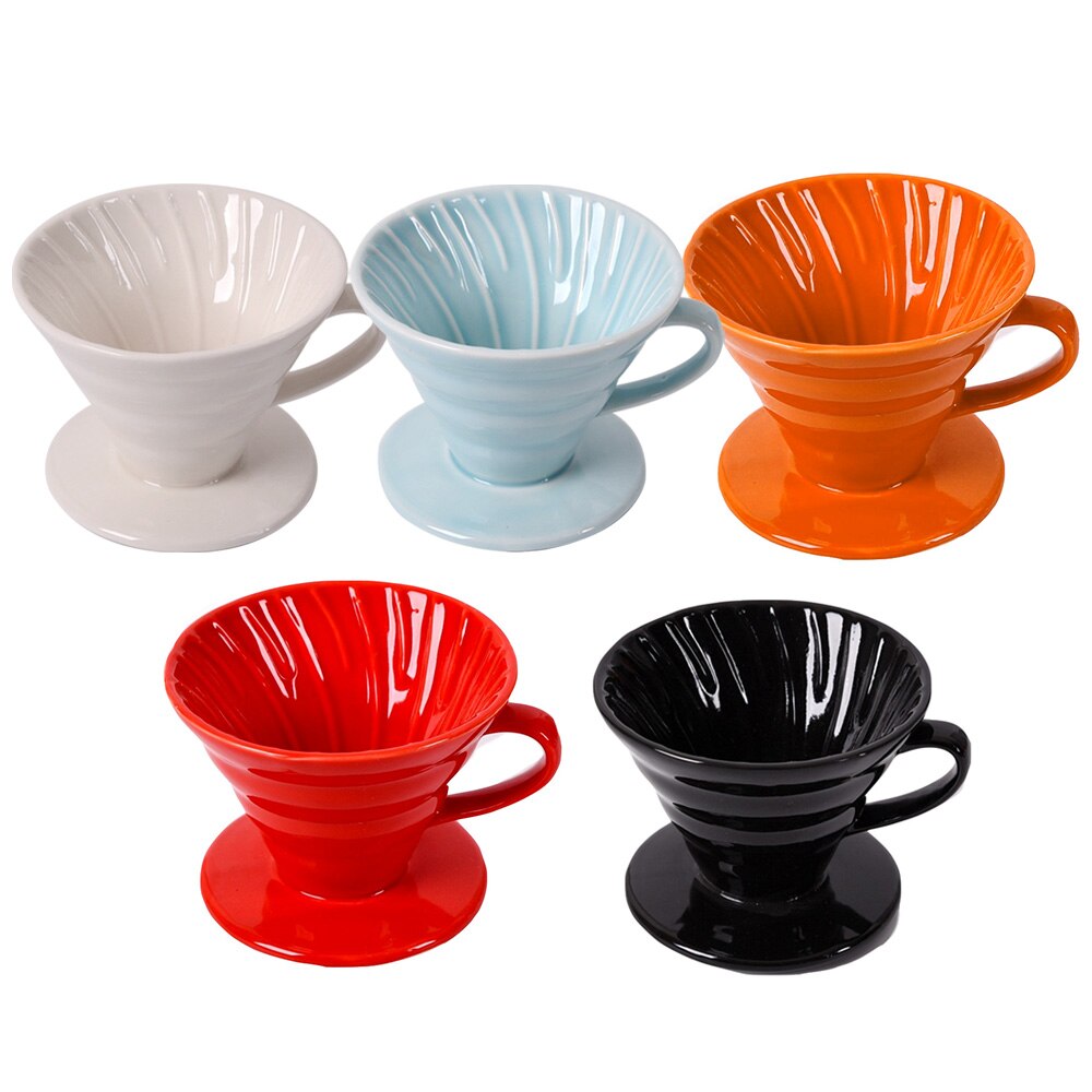 Ceramic Coffee Dripper Engine V60 Style Coffee Drip Filter Cup Permanent Pour Over Coffee Maker Brewer Separate Stand Cafe