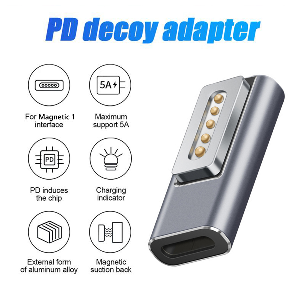 USB-Typ-C-Magnet-PD-Adapter für Apfel Magsafe 1, Magsafe 2, MacBook Profi, DC 5521, USB-C-Buchse, Schnelllade-Magnetstecker-Konverter