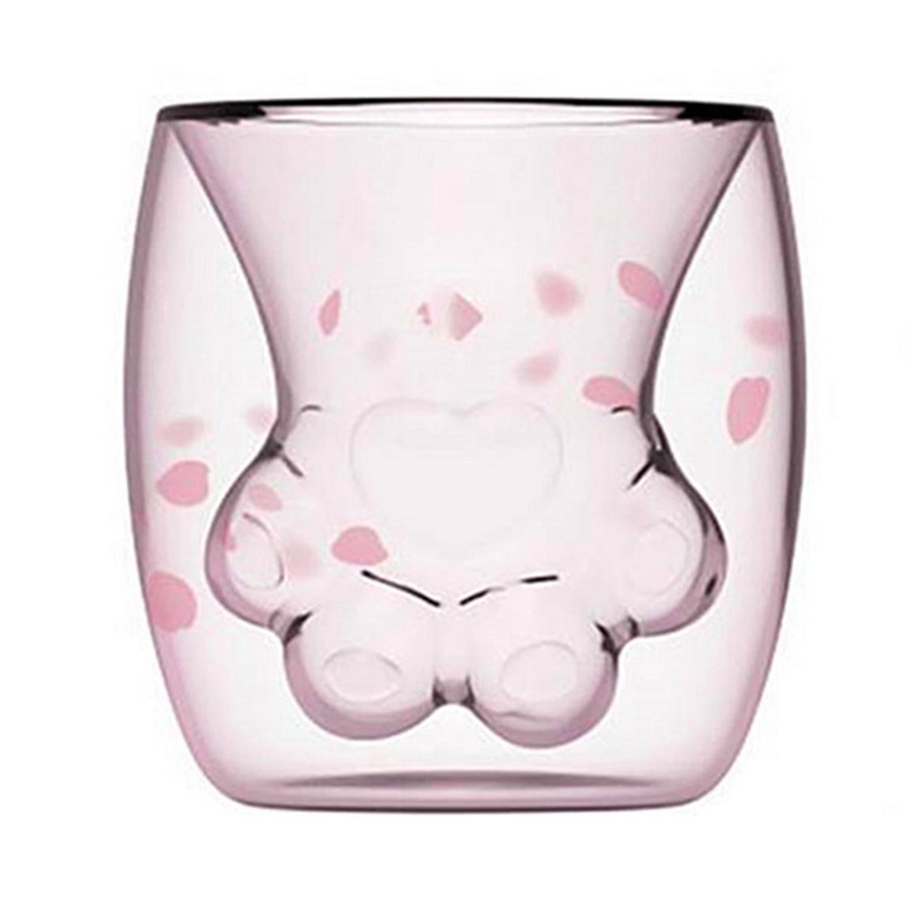 ZEACCT Tasse En Verre Double Paroi Ours Mignon 261 Ml - Tasse Café Thé Isolée Idéale Bureau Et Cadeau
