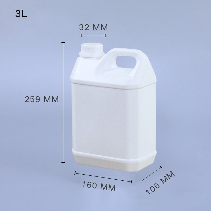Contenedor de plástico HDPE cuadrado de 3 litros, contenedor portátil a prueba de fugas, cubo para productos químicos, botella para detergente para ropa, 1 ud.: white