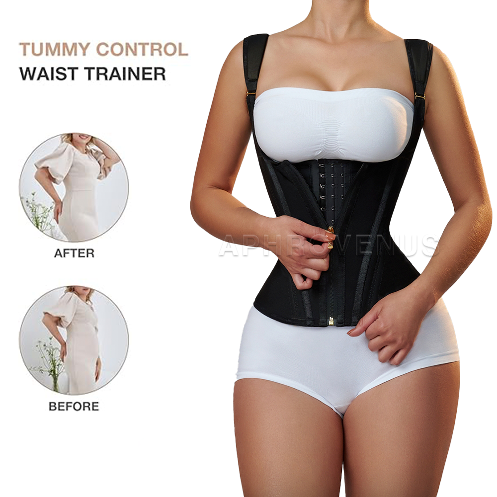 Fajas Colombianas – Corset d'entraînement de taille à Double Compression pour femmes, avec fermeture éclair réglable en os et yeux à crochet, modelant le ventre plat