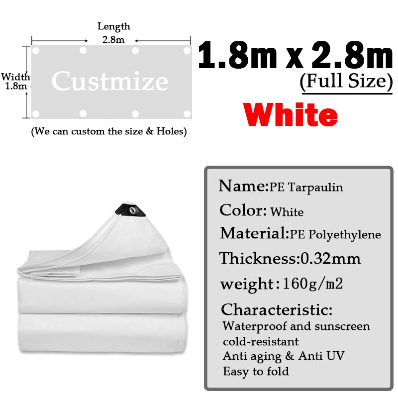 Lona grossa da barraca de 0.32mm ao ar livre branco jardim plantas toldo pano caminhão do carro à prova de chuva de encerado pano pátio: 1.8x2.8