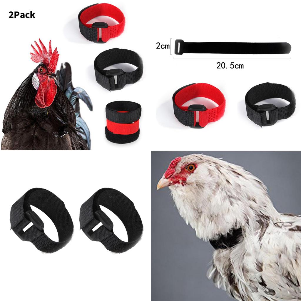 2pcs No Crow Rooster Collar, Chicken Collar Noise Free Anti-Hook Neckband Collars