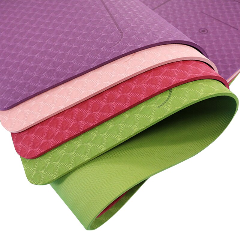 6mm tpe-yogamatten-pads mit positionierungslinien, rutschfeste teppichmatten für fitness, pilates, gymnastik, yoga und andere sportarten
