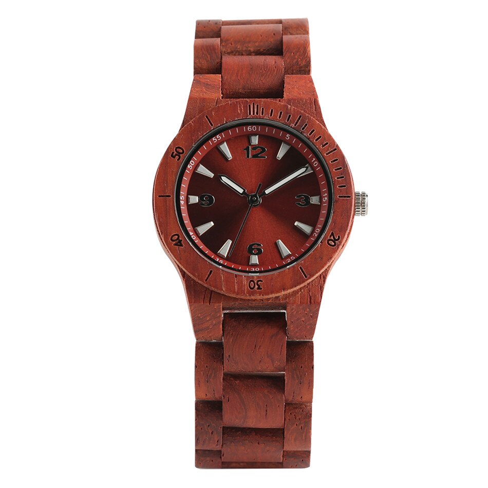 Redfire dameshorloges van volledig hout, kwarts, natuurlijk houten dameshorloge met armbandsluiting voor dames